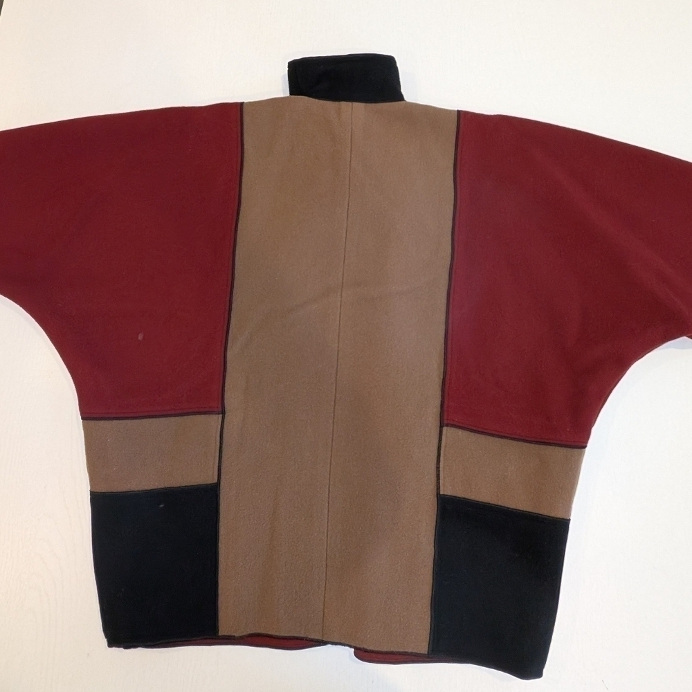 Vtg Mrs H Winter Pure Wool Colorblock Cocoon Coat Womens S Avant Garde 70s 80s - Picture 7 of 12